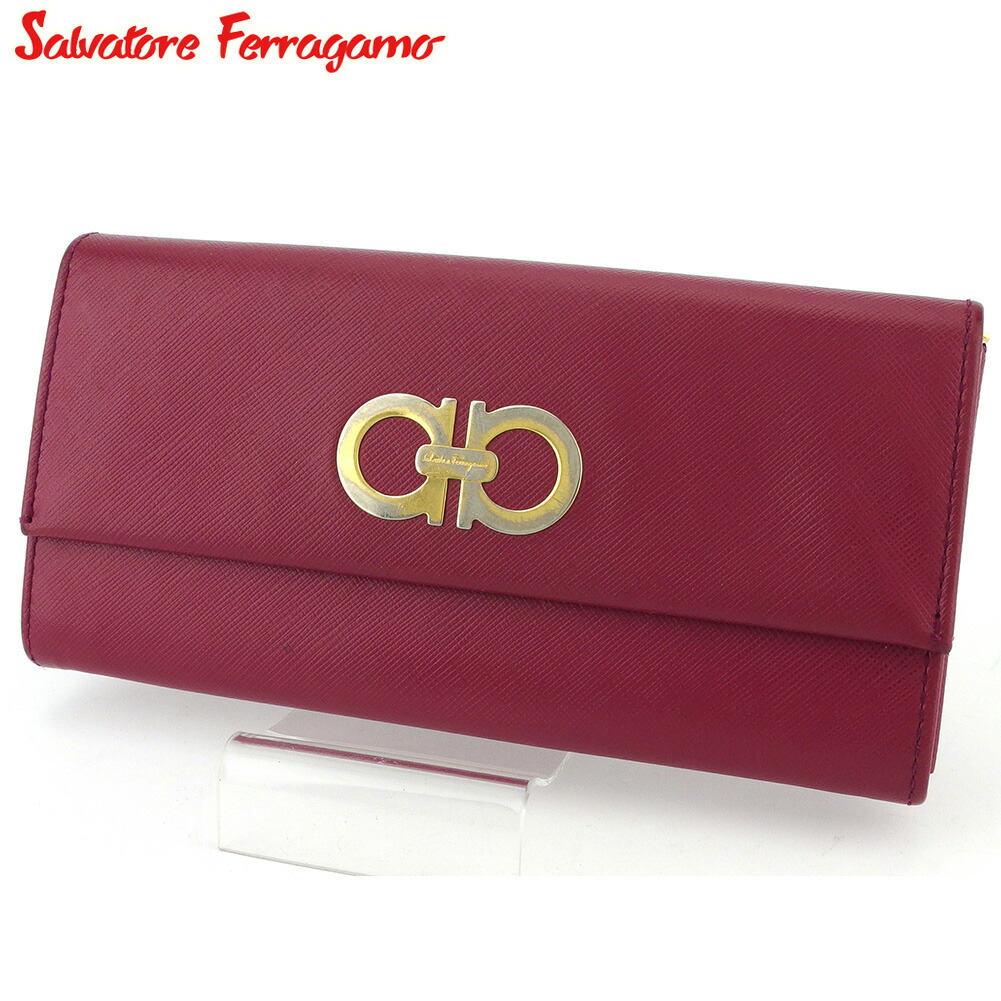 【新生活応援★29％OFFクーポン】サルヴァトーレフェラガモ Salvatore Ferragamo 長財布 ガンチーニ パープル ゴールド メンズ 中古 ブランド ハイブランド ヴィンテージ