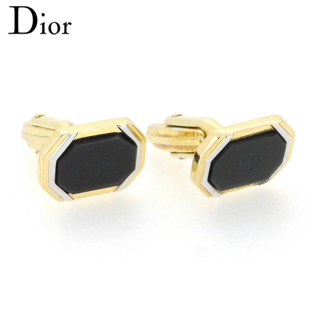 【百貨店SALE★最大限度50％OFF】クリスチャンディオール Dior 折り返し CD目じるし スウィヴル式 黒いこと ゴールド しろがね色 メンズ 中古 ブランド名 御機嫌ブランド名 ヴィンテージ