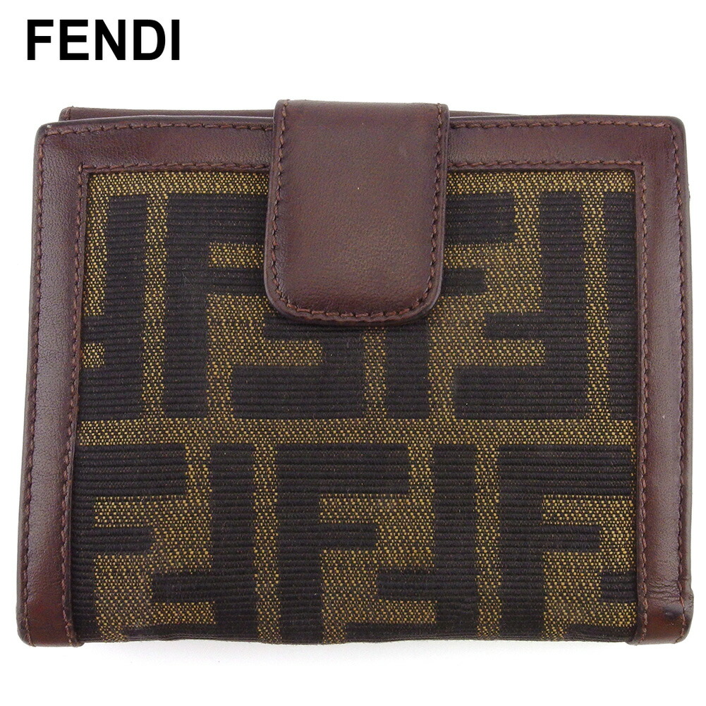 【新生活応援★29％OFFクーポン】フェンディ FENDI 二つ折り財布 ズッカ ブラウン ブラック ベージュ メンズ 中古 ブランド ハイブランド ヴィンテージ 19,064円