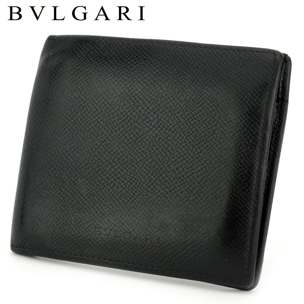 【月代わりの人大売り出し★29％OFFクーポン券】ブル小峡谷 BVLGARI 二つ折り紙入れ 黒いこと メンズ 中古 ブランド名 ご機嫌ブランド名 ヴィンテージ