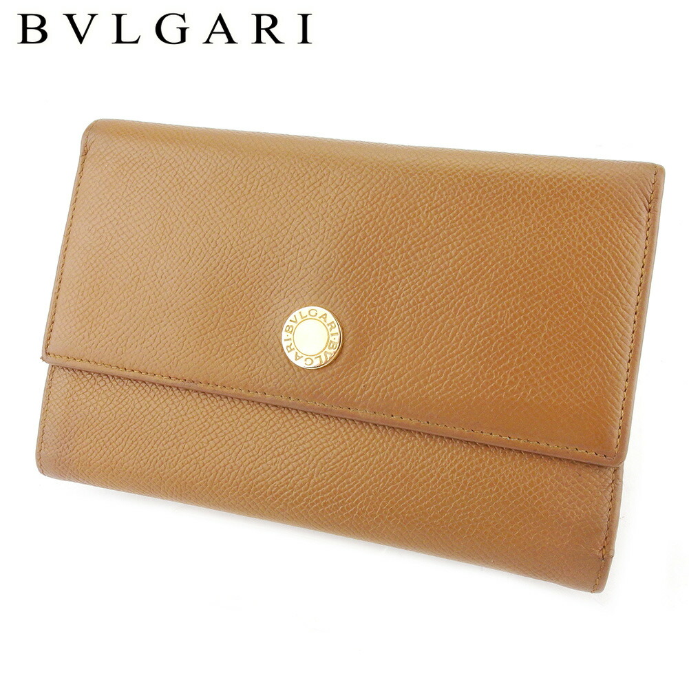 【お買い出しマラソン★30％OFF引き換え証】ブル小峡谷 BVLGARI 三つ折り札入れ ロゴタイプ名取り草 ともし火赤銅色 ゴールド メンズ 中古 ブランド名 ご機嫌ブランド名 ヴィンテージ 財布・ケース-バッグ・小物・ブランド雑貨-レディース財布