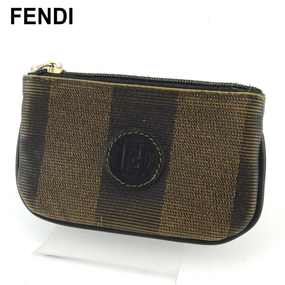 【百貨店SALE★最大限度50％OFF】フェンディ FENDI コインケース ペカン 黒いこと ベージュ ゴールド メンズ 中古 ブランド名 ご機嫌ブランド名 ヴィンテージ