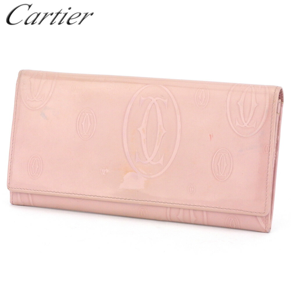 【お買い出しマラソン★30％OFF引き換え証】カルティエ CARTIER 長札入れ 心うれしい誕生日 サクラ色 しろがね色 メンズ 中古 ブランド名 ご機嫌ブランド名 ヴィンテージ レディース財布-財布・ケース-バッグ・小物・ブランド雑貨