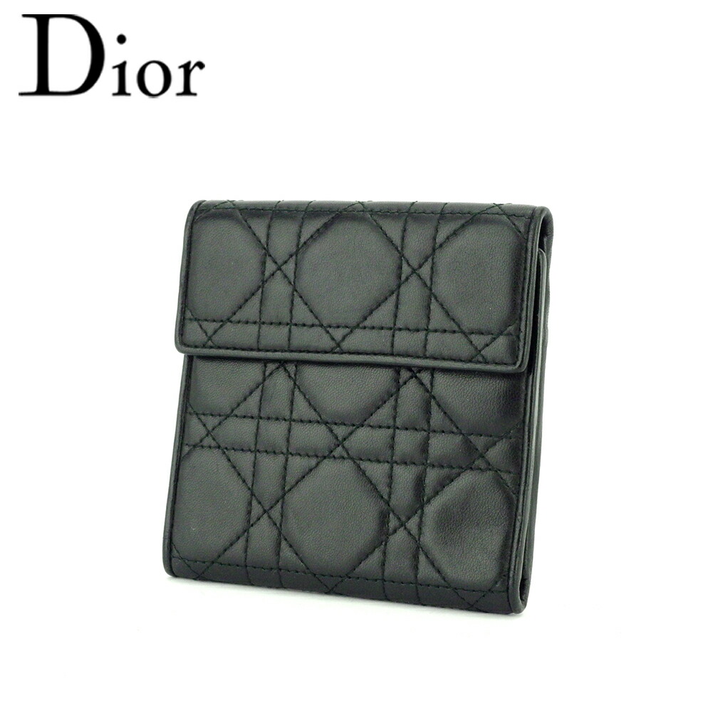 【土日BIG SALE★27％OFF引き換え証】クリスチャンディオール Dior 三つ折り紙入れ レディディオール 黒いこと メンズ 中古 ブランド名 ご機嫌ブランド名 ヴィンテージ