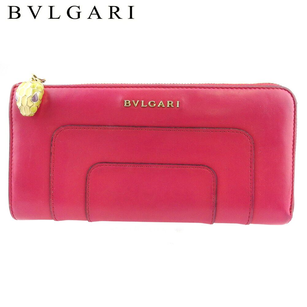 【雨季得SALE★21％OFFクーポン券】ブル小峡谷 BVLGARI 長紙入れ セルペンティ サクラ色 ゴールド系 メンズ 中古 ブランド名 ご機嫌ブランド名 ヴィンテージ