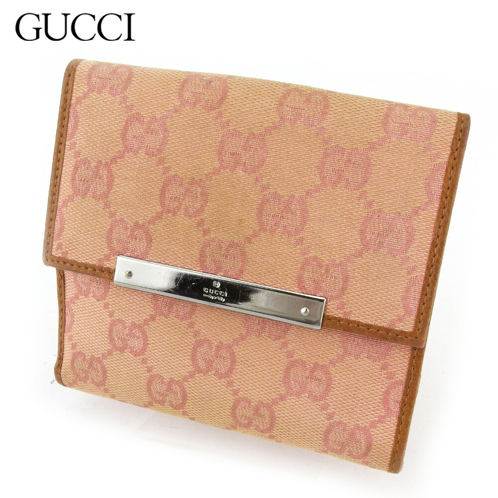【お買い物マラソン★30％OFFクーポン】グッチ GUCCI 二つ折り財布 GG柄 ピンク ブラウン メンズ 中古 ブランド ハイブランド ヴィンテージ
