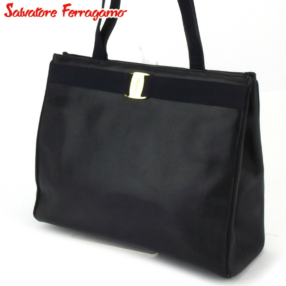 【Fashion Special Fair★24％OFFクーポン】サルヴァトーレフェラガモ Salvatore Ferragamo トートバッグ ヴァラ金具 ブラック メンズ 中古 ブランド ハイブランド ヴィンテージ