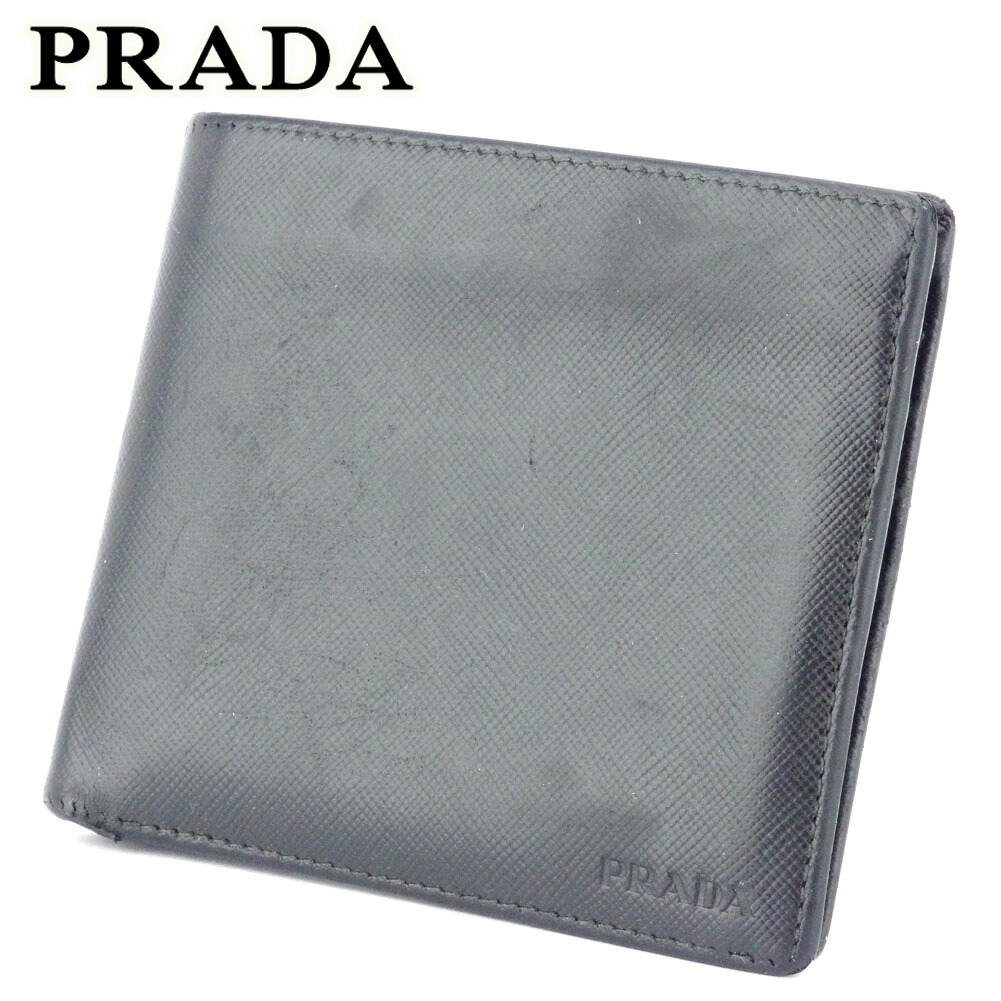 【お買い物マラソン★30％OFFクーポン】プラダ PRADA 札入れ ロゴ ブラック メンズ 中古 ブランド ハイブランド ヴィンテージ｜ブランドデポ
