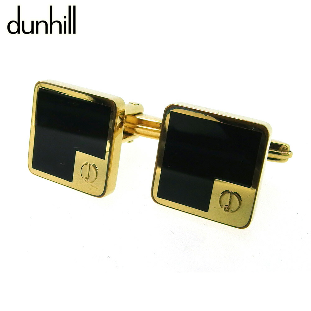 【百貨店SALE★最大限度50％OFF】ダン吸血鬼 Dunhill 折り返し d目じるし 真四角 スウィヴル式 ゴールド 黒いこと メンズ 中古 ブランド名 御機嫌ブランド名 ヴィンテージ
