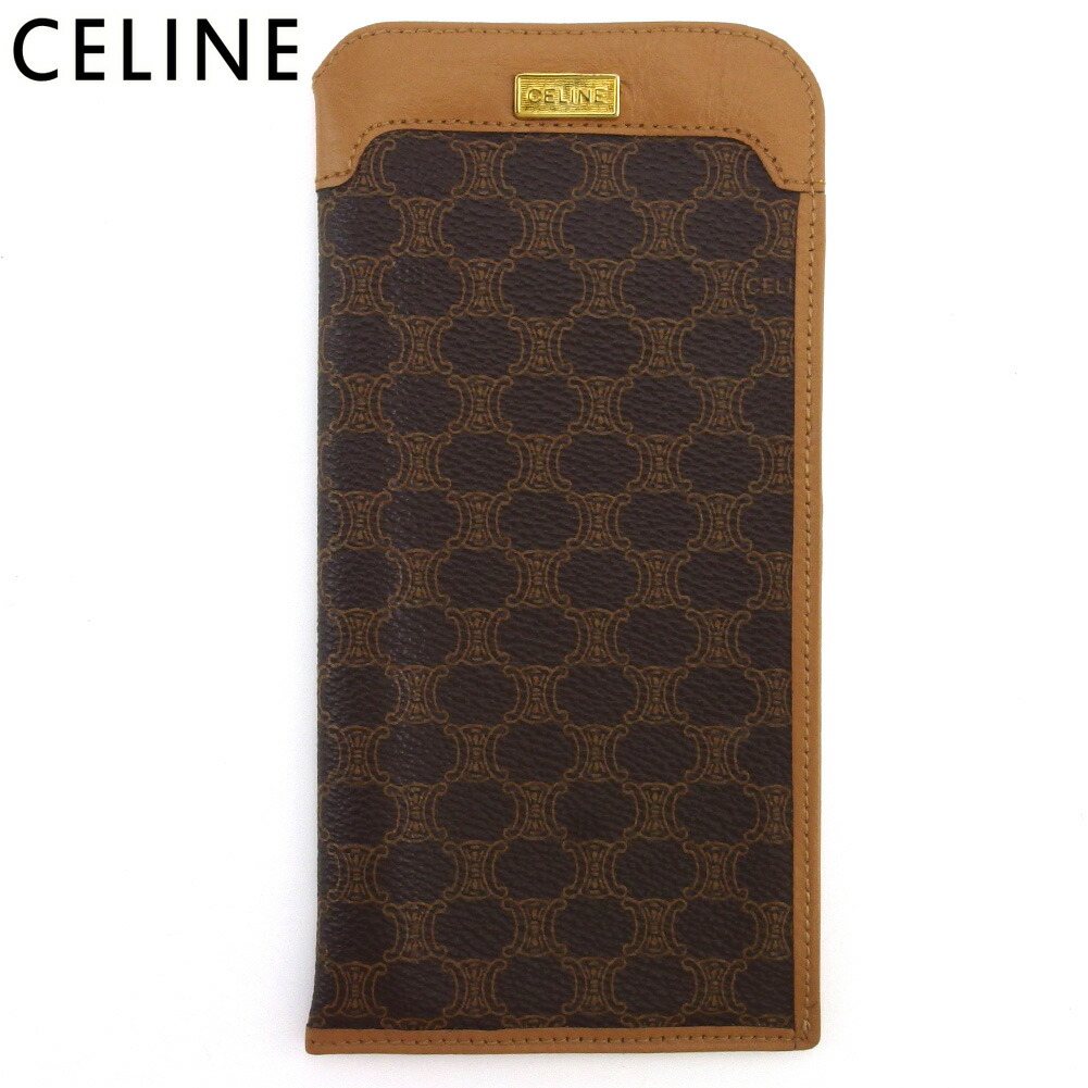 Celine セリーヌ レザー サングラスケース ショルダーポーチ ブラウン 1-0181350-1.jpg