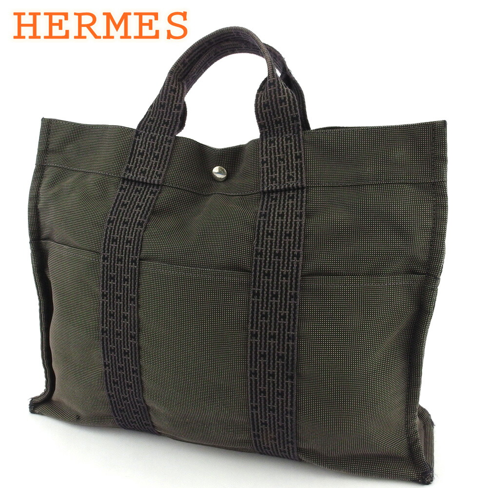 HERMES エルメス　エールライン　GM トートバッグ エルメスエールライン トートGM グレー ユニセックス キャンバス