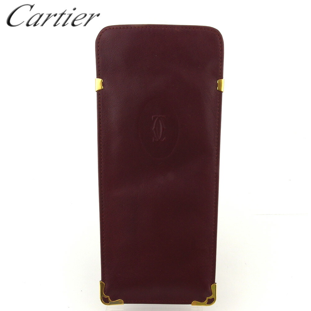 【雨季得SALE★21％OFF引き換え証】カルティエ CARTIER 眼鏡入れもの 帆柱生産ライン ボルドーワイン ゴールド メンズ 中古 ブランド名 御機嫌ブランド名 ヴィンテージ