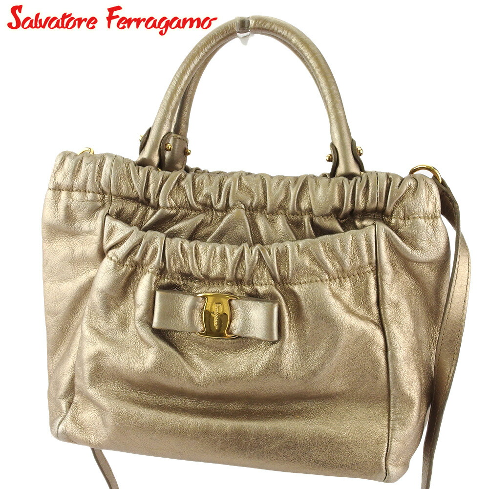 【お買い物マラソン★30%OFFクーポン】サルヴァトーレフェラガモ Salvatore Ferragamo ショルダーバッグ ヴァラリボン ゴールド メンズ 中古 ブランド ハイブランド ヴィンテージ|ブランドデポ