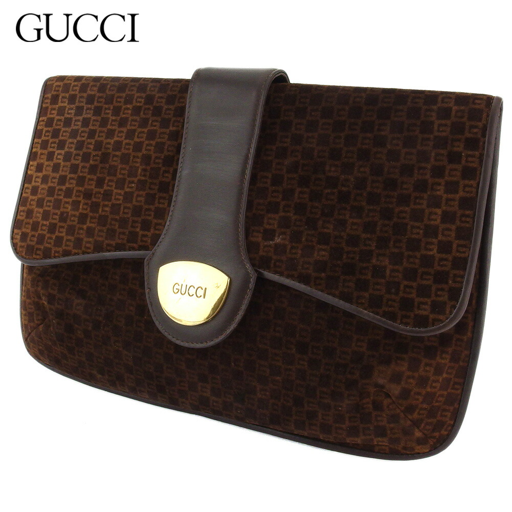 【お買い物マラソン★30％OFFクーポン】グッチ GUCCI クラッチバッグ Gマーク柄 オールドグッチ ブラウン ゴールド メンズ 中古 ブランド ハイブランド ヴィンテージ｜ブランドデポ
