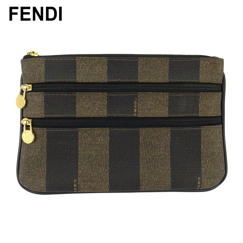【月代わりの人大売り出し★29％OFFクーポン券】フェンディ FENDI 合切袋 ペカン 黒いこと ベージュ レディース 中古 ブランド名 ご機嫌ブランド名 ヴィンテージ