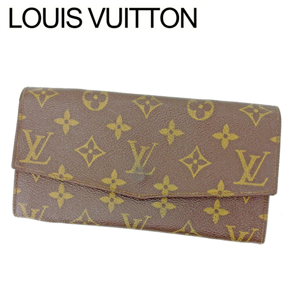 【土日BIG SALE★27％OFF引き換え証】ルイ・ヴィトン LOUIS VUITTON 長紙入れ モノグラム ポシェットポルトモネクレディ 赤銅色 ベージュ メンズ 中古 ブランド名 ご機嫌ブランド名 ヴィンテージ