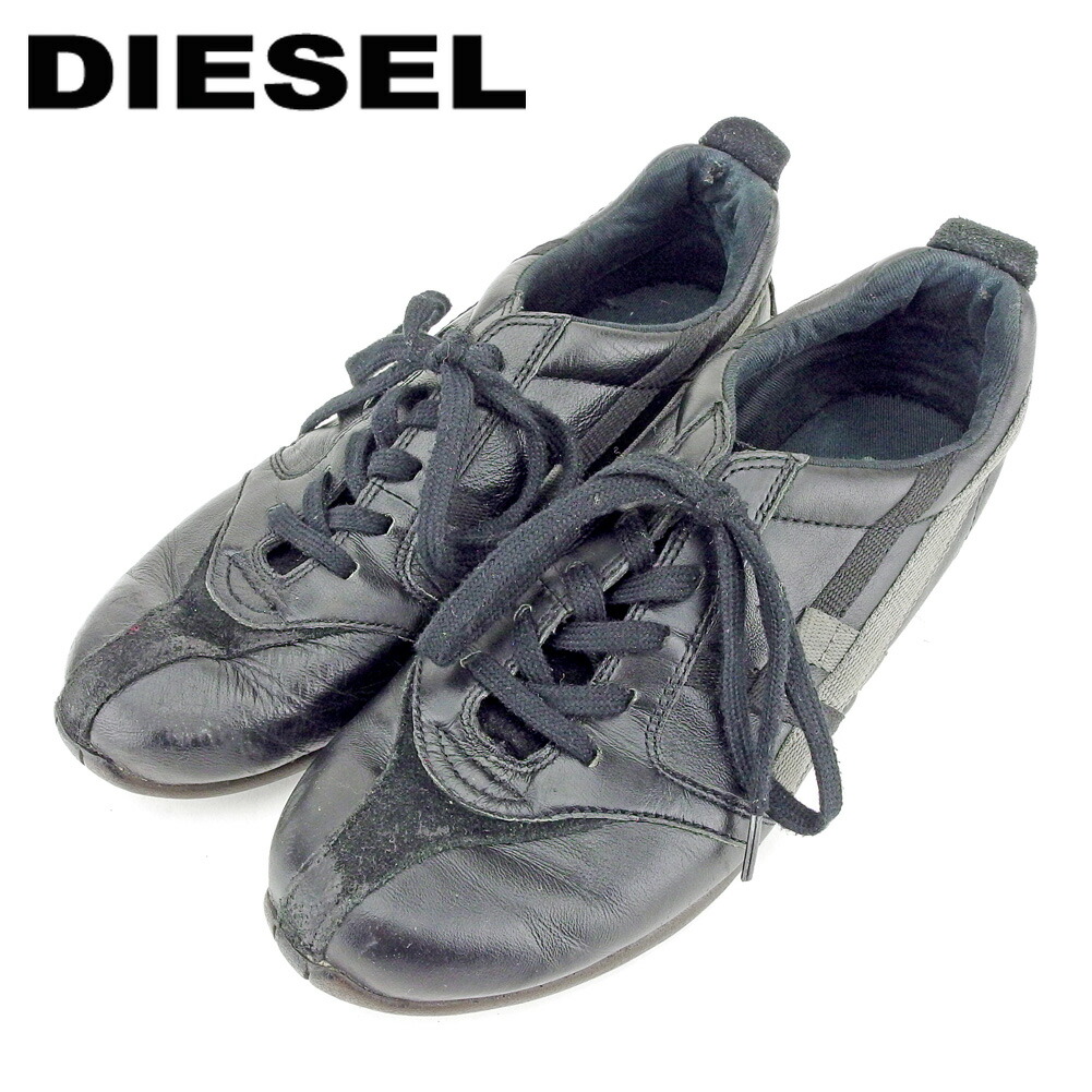 【新生活応援★29％OFFクーポン】ディーゼル DIESEL スニーカー ローカット ♯US6.5 ブラック グレー 灰色 メンズ 中古 ブランド ハイブランド ヴィンテージ