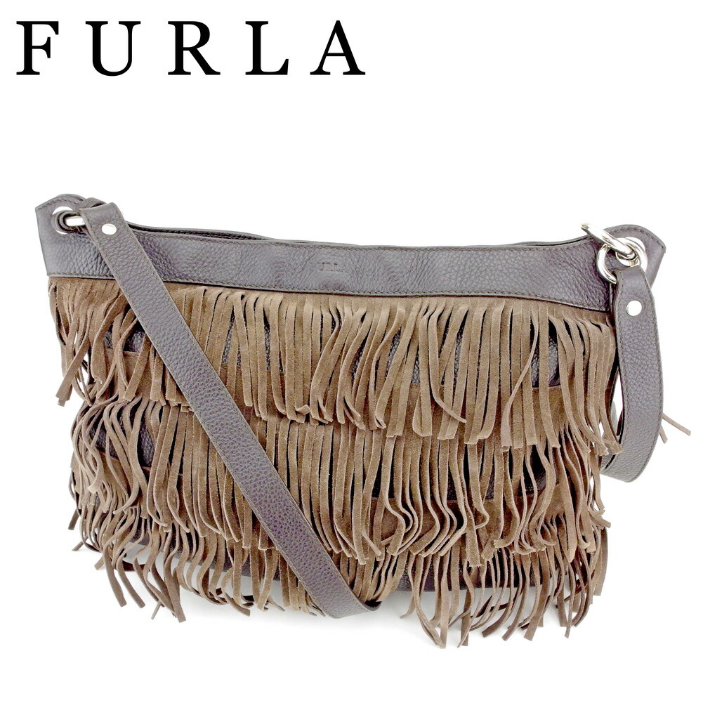 【お買い物マラソン★30％OFFクーポン】フルラ Furla ショルダーバッグ フリンジ ブラウン シルバー メンズ 中古 ブランド ハイブランド ヴィンテージ