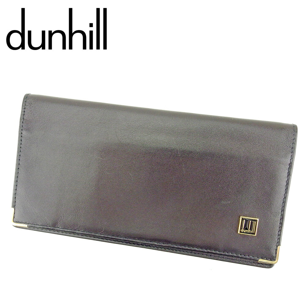 【お買い物マラソン★30％OFFクーポン】ダンヒル Dunhill 札入れ ロゴプレート ブラック ゴールド メンズ 中古 ブランド ハイブランド ヴィンテージ