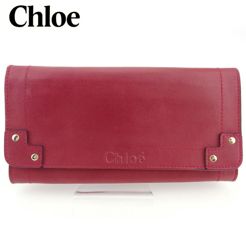 【Fashion Special Fair★24％OFFクーポン】クロエ Chloe 長財布 エデン レッド ベージュ ゴールド メンズ 中古 ブランド ハイブランド ヴィンテージ
