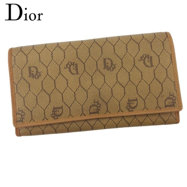 【土日BIG SALE★27％OFF引き換え証】クリスチャンディオール Dior 長紙入れ ハニカム オールドディオール ベージュ 赤銅色 ゴールド レディース 中古 ブランド名 ご機嫌ブランド名 ヴィンテージ