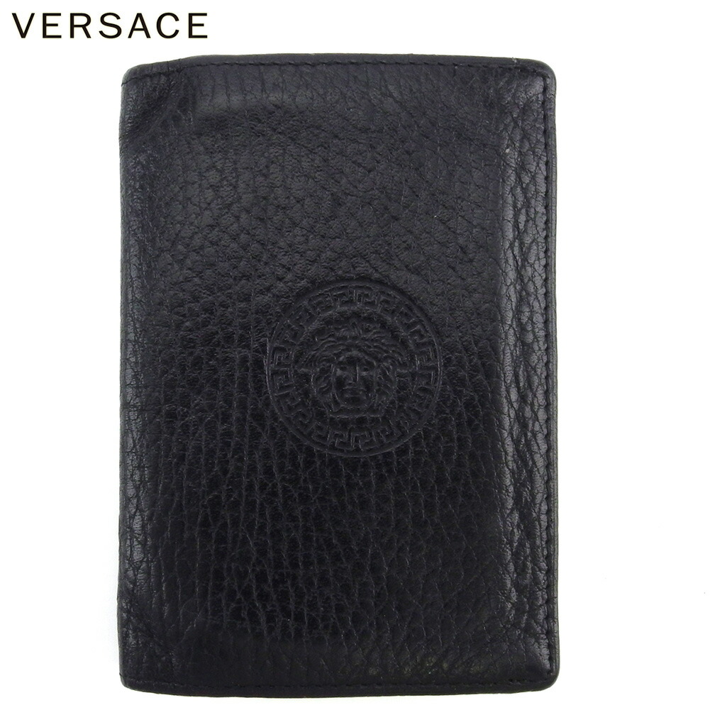 【Fashion Special Fair★24％OFFクーポン】ジャンニ・ヴェルサーチ Gianni Versace カードケース メドゥーサ ヴェルサーチ ブラック メンズ 中古 ブランド ハイブランド ヴィンテージ