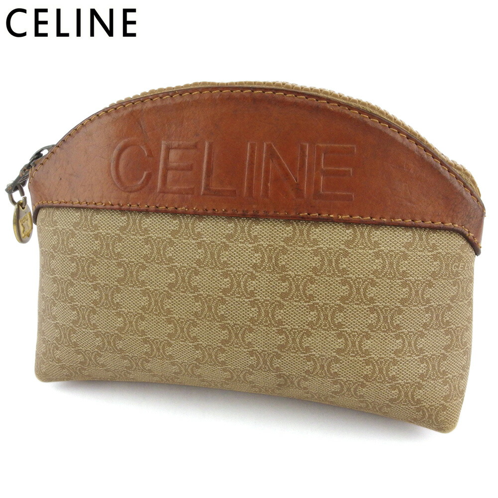 CELINE ロゴ入り ポーチ ベージュ ブラウン CELINE ロゴ入り ポーチ ベージュ ブラウン