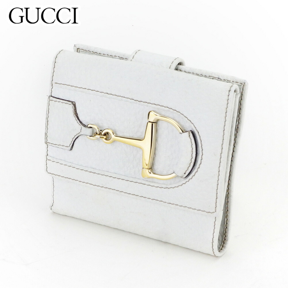 【雨季得SALE★21％OFFクーポン券】グッチ GUCCI 二つ折り紙入れ ハスラービット 白いこと 白 ゴールド レディース 中古 ブランド名 ご機嫌ブランド名 ヴィンテージ