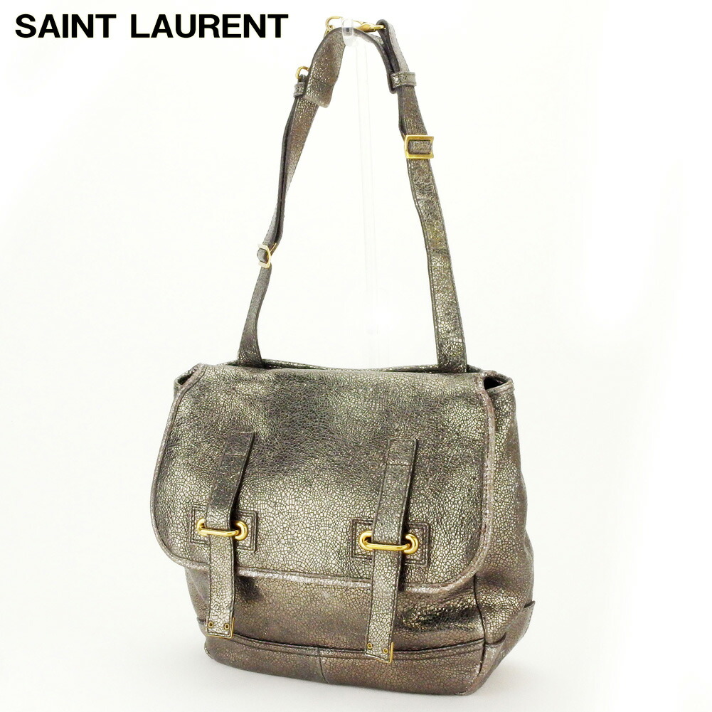 【お買い物マラソン★30%OFFクーポン】サンローラン SAINT LAURENT ショルダーバッグ ブサス リヴゴーシュ ブラウン グレー 灰色 ゴールド レディース 中古 ブランド ハイブランド ヴィンテージ|ブランドデポ