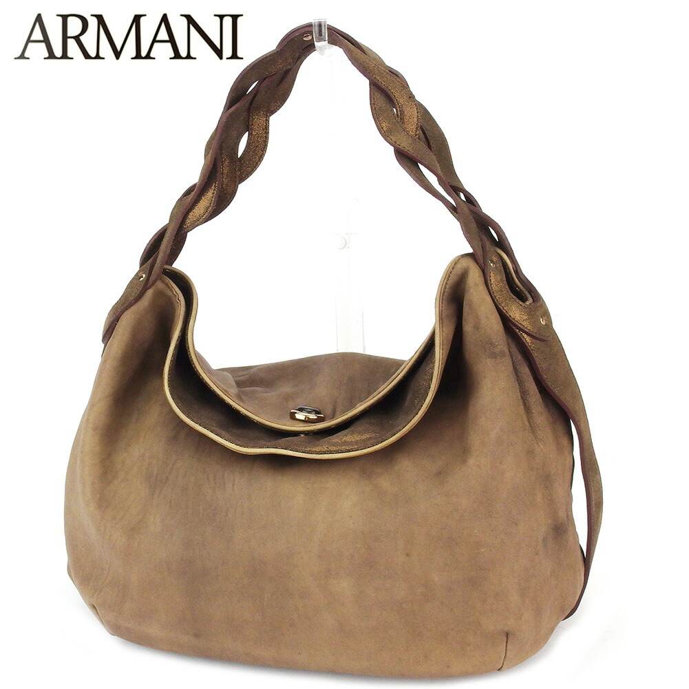 【お買い物マラソン★30％OFFクーポン】エンポリオ・アルマーニ Emporio Armani ショルダーバッグ EAマーク ブラウン ゴールド レディース 中古 ブランド ハイブランド ヴィンテージ