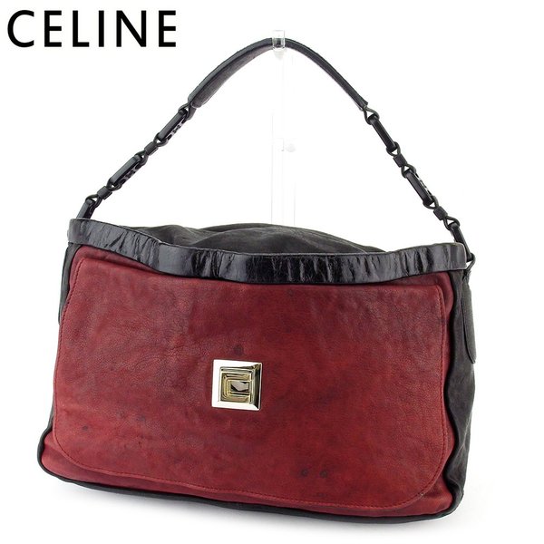 【週日制限事項SALE★24％OFF引き換え証】セリーヌ CELINE ショルダーバッグ ハラコ 黒いこと ボルドーワイン レディース 中古 ブランド名 御機嫌ブランド名 ヴィンテージ