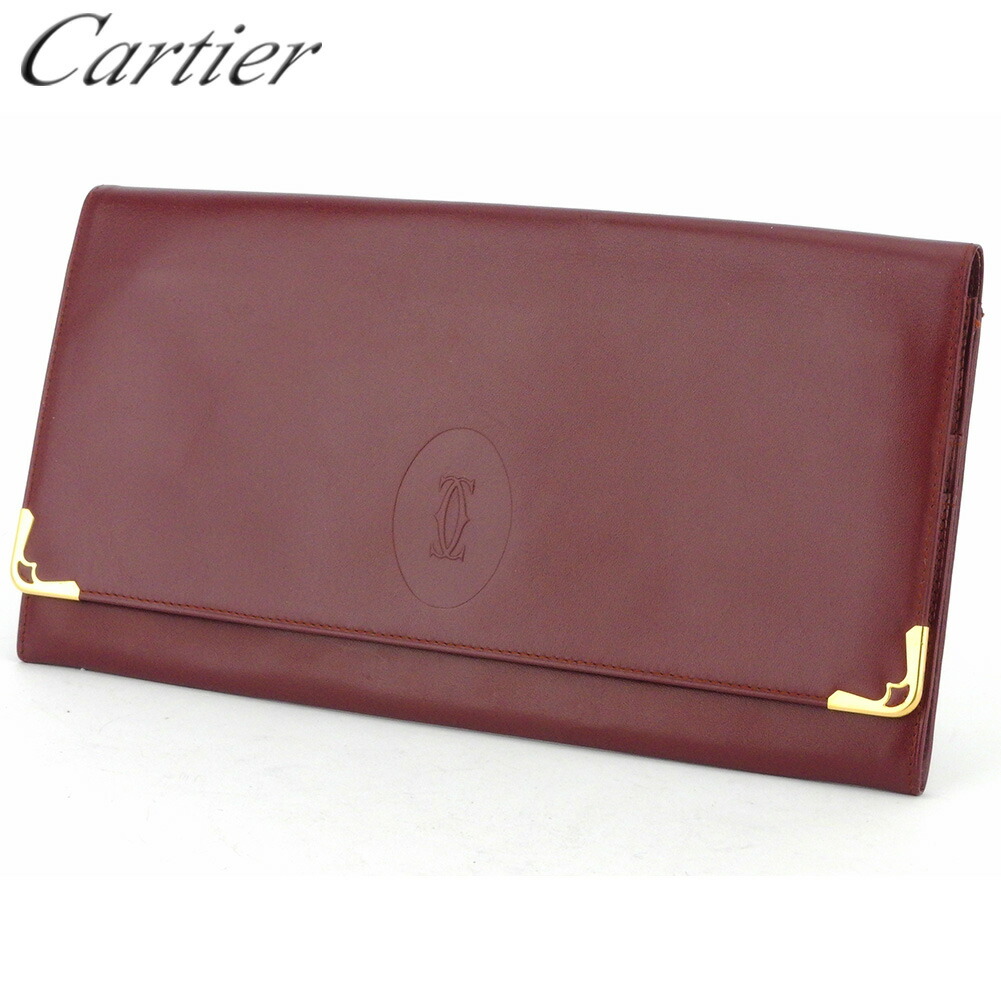 【決算前SALE★50％OFFクーポン】カルティエ CARTIER クラッチバッグ マストライン ボルドー ゴールド メンズ 中古 ブランド ハイブランド ヴィンテージ
