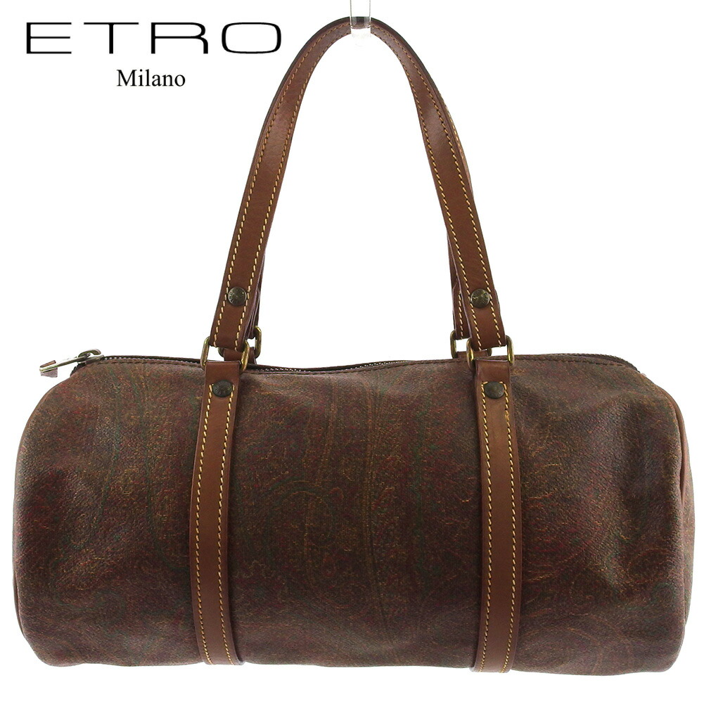 【お買い物マラソン★30％OFFクーポン】エトロ ETRO ハンドバッグ ペイズリー ブラウン系 ゴールド レディース 中古 ブランド ハイブランド ヴィンテージ