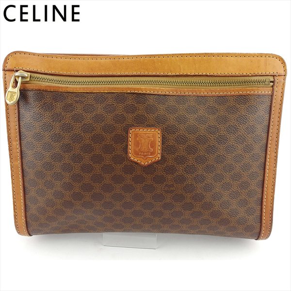 【お買い物マラソン★30％OFFクーポン】セリーヌ CELINE クラッチバッグ マカダム ブラウン ベージュ レディース 中古 ブランド ハイブランド ヴィンテージ｜ブランドデポ