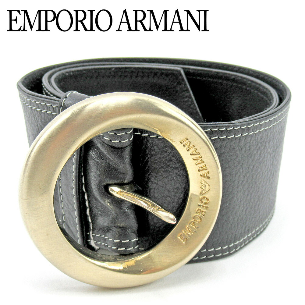 【お買い物マラソン★30％OFFクーポン】エンポリオ・アルマーニ Emporio Armani ベルト ブラック ゴールド レディース 中古 ブランド ハイブランド ヴィンテージ｜ブランドデポ