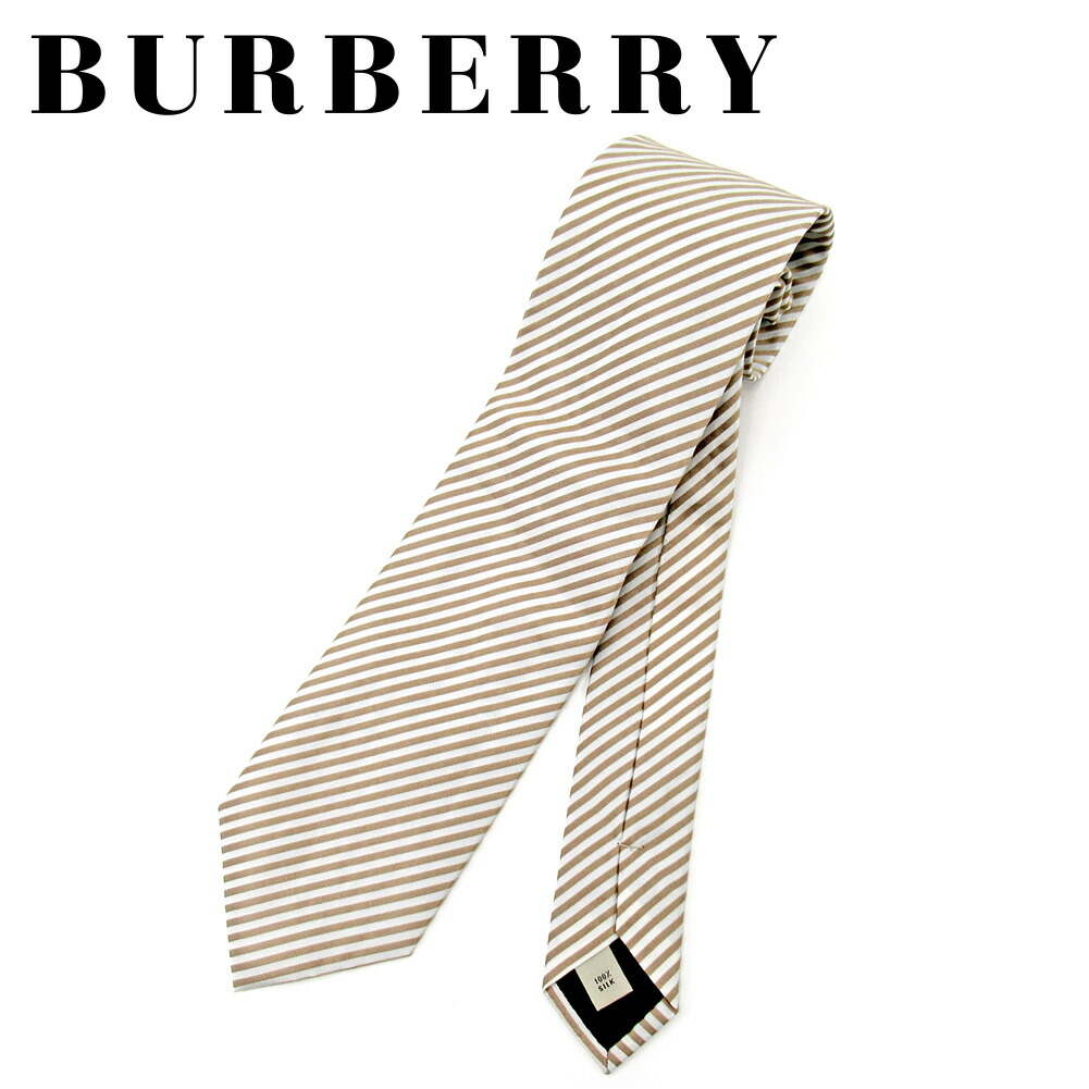 【お買い物マラソン★30％OFFクーポン】バーバリー BURBERRY ネクタイ レジメンタル ベージュ レディース 中古 ブランド ハイブランド ヴィンテージ｜ブランドデポ