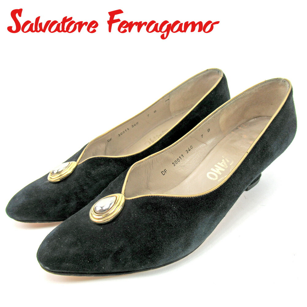 【Fashion Special Fair★24％OFFクーポン】サルヴァトーレフェラガモ Salvatore Ferragamo パンプス #7 ブラック レディース 中古 ブランド ハイブランド ヴィンテージ