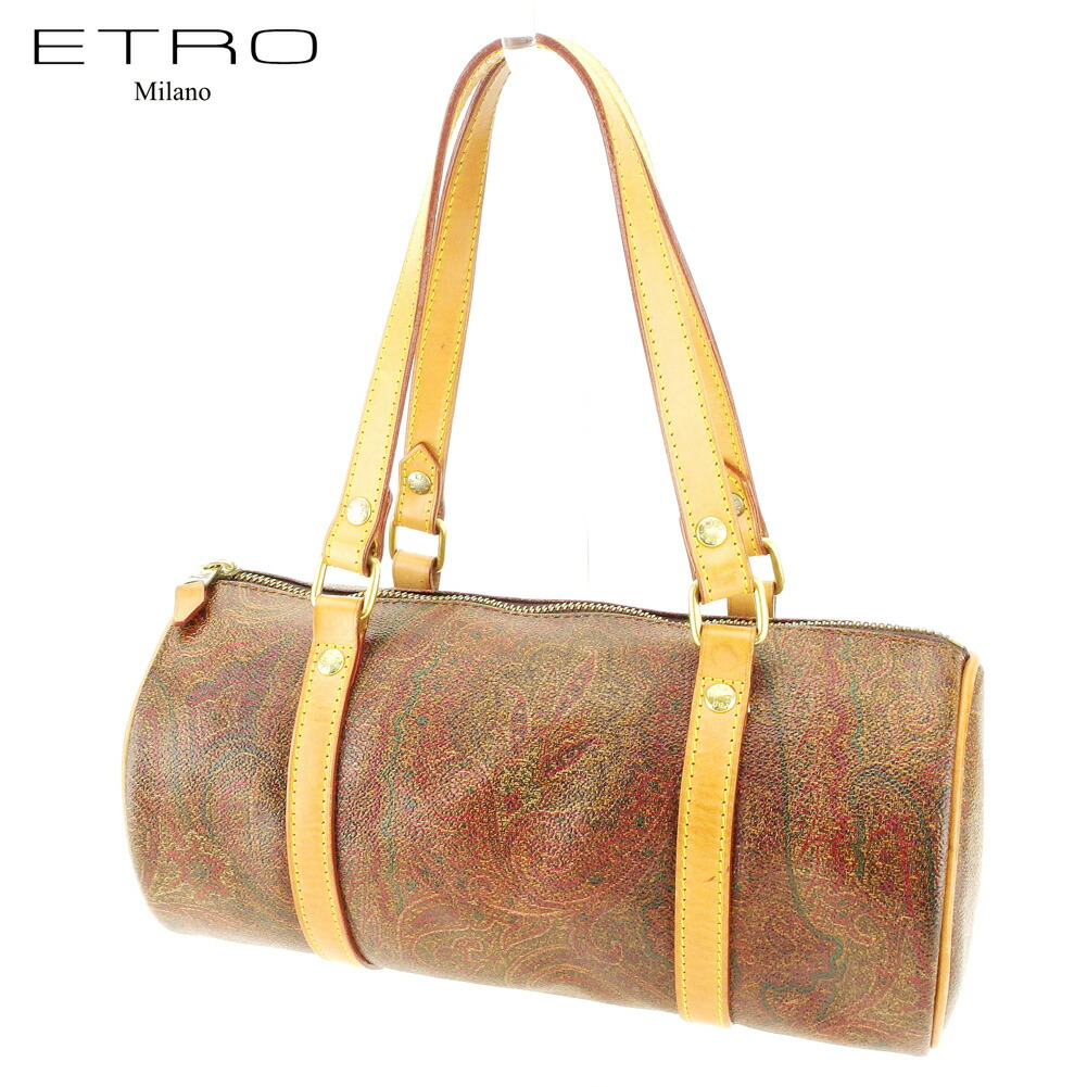 【お買い物マラソン★30％OFFクーポン】エトロ ETRO ハンドバッグ ペイズリー ブラウン系 ベージュ ゴールド メンズ 中古 ブランド ハイブランド ヴィンテージ