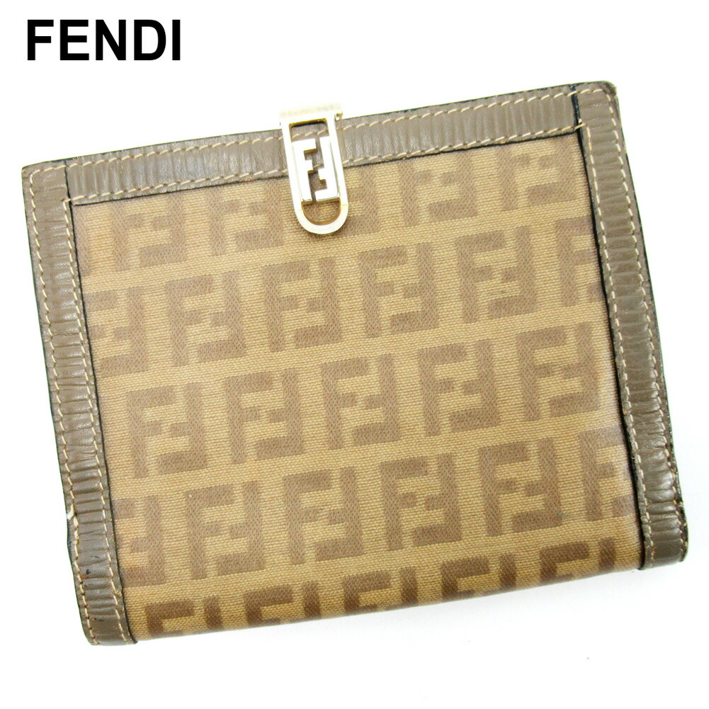 【月代わりの人大売り出し★29％OFFクーポン券】フェンディ FENDI 二つ折り紙入れ ズッキーノ ベージュ メンズ 中古 ブランド名 ご機嫌ブランド名 ヴィンテージ