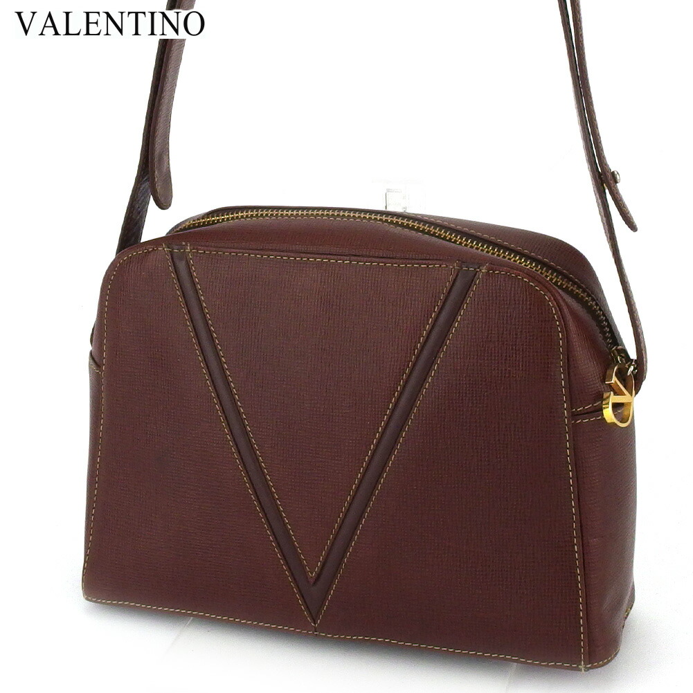 【お買い物マラソン★30%OFFクーポン】ヴァレンティノ VALENTINO ショルダーバッグ Vマーク ブラウン メンズ 中古 ブランド ハイブランド ヴィンテージ|ブランドデポ