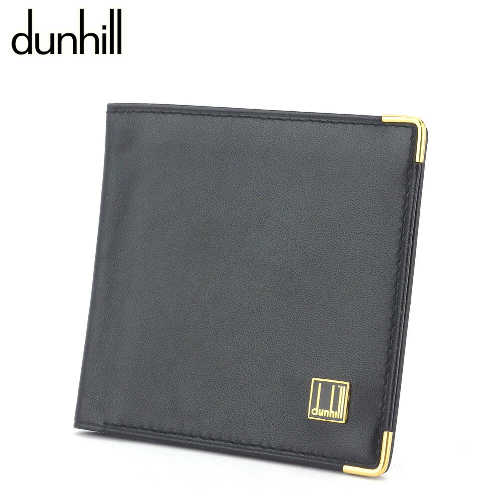 【お買い物マラソン★30%OFFクーポン】ダンヒル Dunhill 札入れ ロゴプレート ブラック ゴールド メンズ 中古 ブランド ハイブランド ヴィンテージ|ブランドデポ