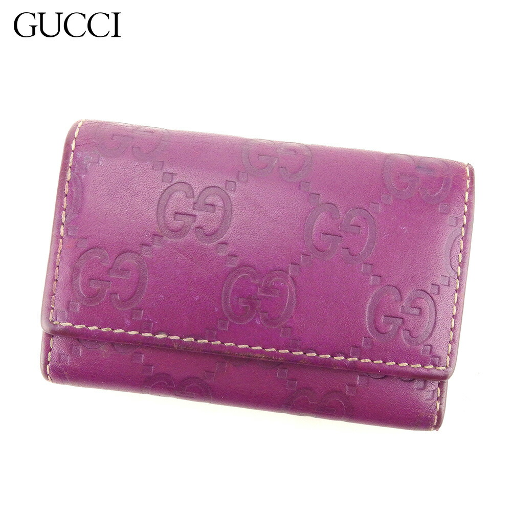 【お買い物マラソン★30％OFFクーポン】グッチ GUCCI キーケース グッチシマ パープル ゴールド メンズ 中古 ブランド ハイブランド ヴィンテージ