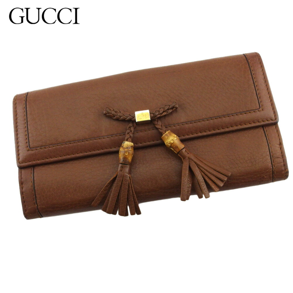 【雨季得SALE★21％OFFクーポン券】グッチ GUCCI 長紙入れ ベラ バンブーリボンタッセル 赤銅色 ゴールド メンズ 中古 ブランド名 ご機嫌ブランド名 ヴィンテージ