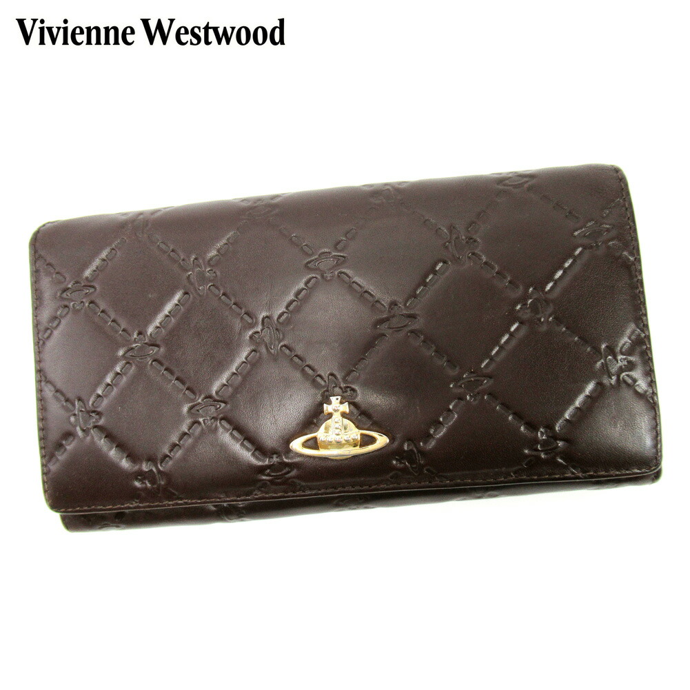 【新生活応援★29％OFFクーポン】ヴィヴィアンウエストウッド Vivienne Westwood 長財布 オーブ ブラウン メンズ 中古 ブランド ハイブランド ヴィンテージ