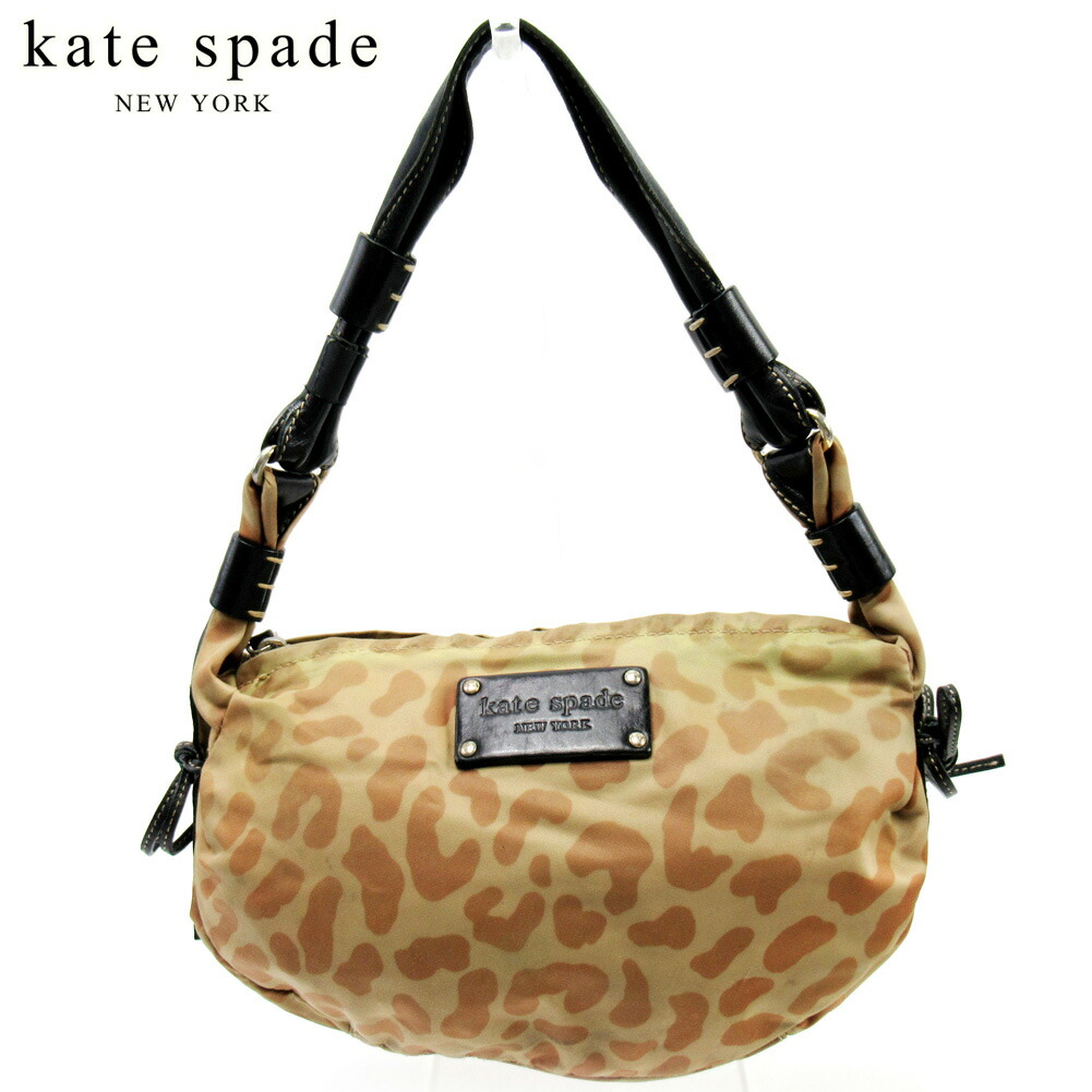 【雨季得SALE★21％OFFクーポン券】ケイトスペード Kate Spade ショルダーバッグ レオパード柄 ベージュ 黒いこと レディース 中古 ブランド名 ご機嫌ブランド名 ヴィンテージ