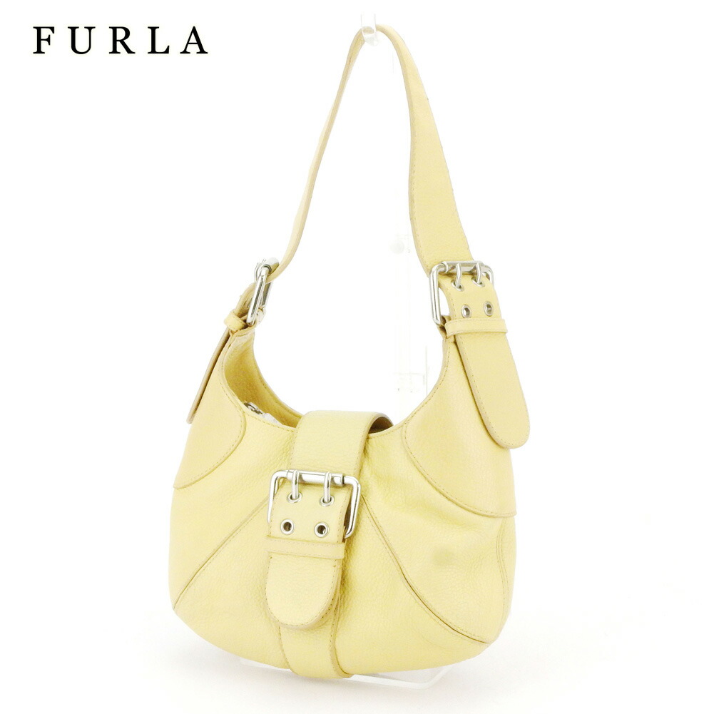 【雨季得SALE★21％OFFクーポン券】フルラ Furla ショルダーバッグ 胴締めひな型 黄色 ベージュ しろがね色 メンズ 中古 ブランド名 ご機嫌ブランド名 ヴィンテージ