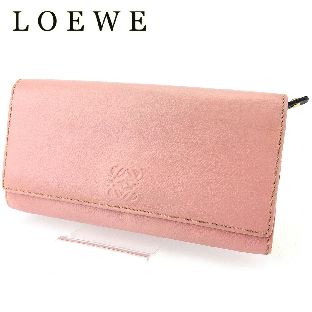 【月末BIG SALE★25%OFFクーポン】ロエベ LOEWE 長財布 アナグラム ピンク ブラウン ゴールド メンズ 中古 ブランド ハイブランド ヴィンテージ|ブランドデポ