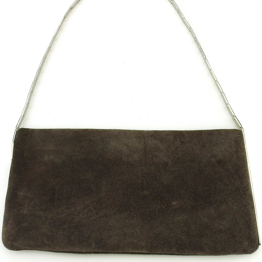 【お買い物マラソン★30％OFFクーポン】ランバン LANVIN ショルダーバッグ チェーンショルダー ブラウン シルバー メンズ 中古 ブランド ハイブランド ヴィンテージ