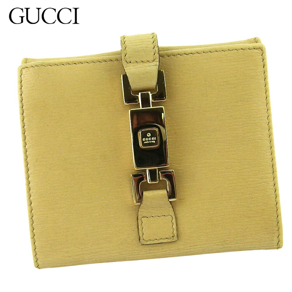 【百貨店SALE★最大限度50％OFF】グッチ GUCCI 二つ折り紙入れ ジャッキー ベージュ ゴールド レディース 中古 ブランド名 ご機嫌ブランド名 ヴィンテージ