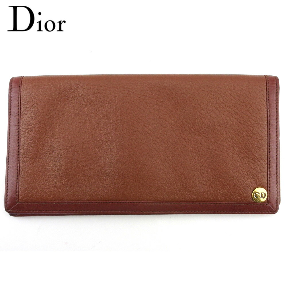【土日BIG SALE★27％OFF引き換え証】クリスチャンディオール Dior 紙入れ ロゴタイプ本塁 赤銅色 ゴールド メンズ 中古 ブランド名 ご機嫌ブランド名 ヴィンテージ